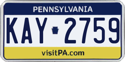 PA license plate KAY2759