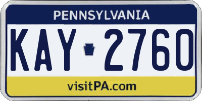 PA license plate KAY2760