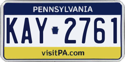 PA license plate KAY2761