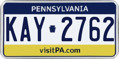 PA license plate KAY2762