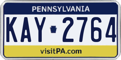 PA license plate KAY2764