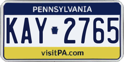 PA license plate KAY2765