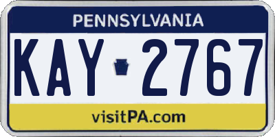PA license plate KAY2767