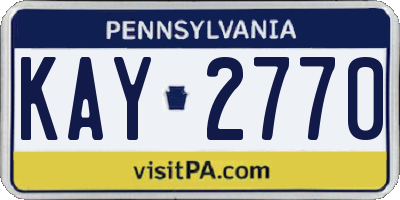 PA license plate KAY2770