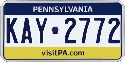 PA license plate KAY2772