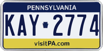 PA license plate KAY2774