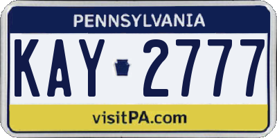 PA license plate KAY2777