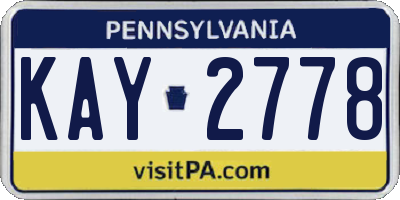 PA license plate KAY2778