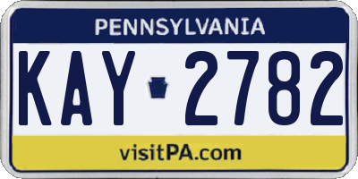 PA license plate KAY2782
