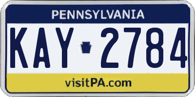 PA license plate KAY2784