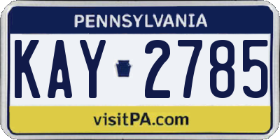 PA license plate KAY2785