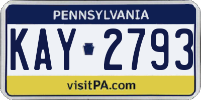 PA license plate KAY2793