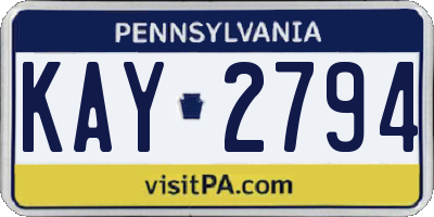 PA license plate KAY2794