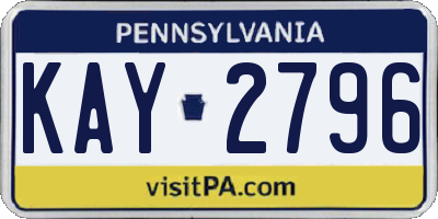 PA license plate KAY2796