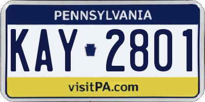 PA license plate KAY2801