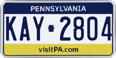 PA license plate KAY2804
