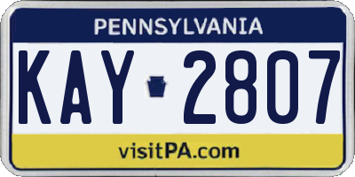 PA license plate KAY2807