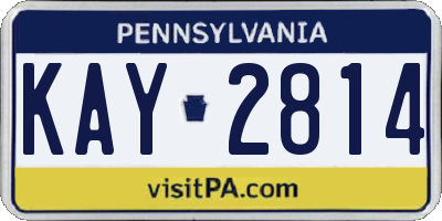 PA license plate KAY2814