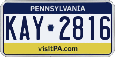 PA license plate KAY2816