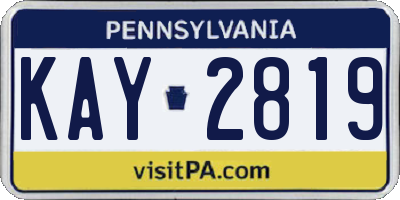 PA license plate KAY2819