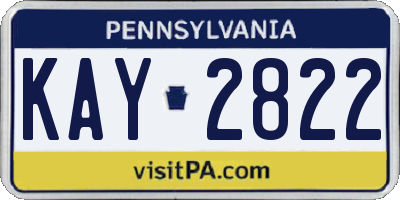 PA license plate KAY2822