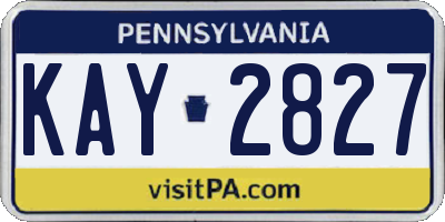 PA license plate KAY2827
