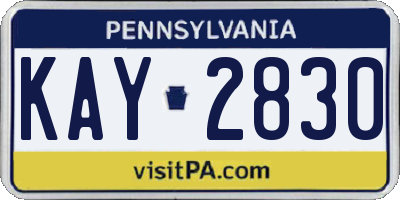 PA license plate KAY2830
