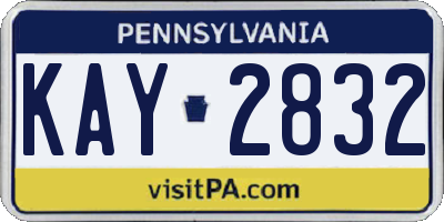 PA license plate KAY2832