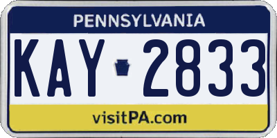 PA license plate KAY2833