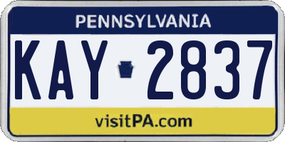 PA license plate KAY2837
