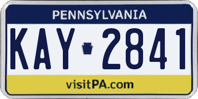 PA license plate KAY2841
