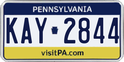PA license plate KAY2844