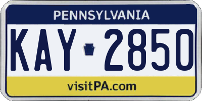 PA license plate KAY2850