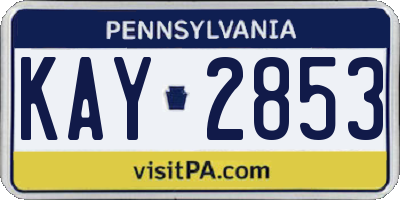 PA license plate KAY2853