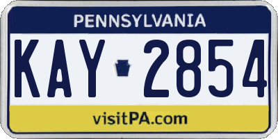 PA license plate KAY2854