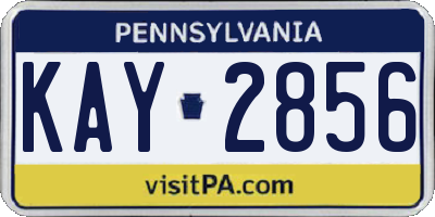 PA license plate KAY2856