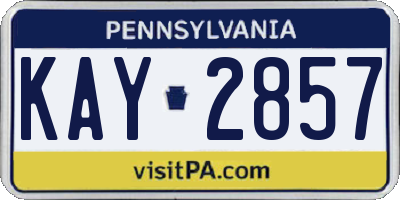 PA license plate KAY2857