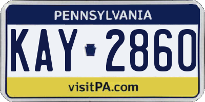 PA license plate KAY2860
