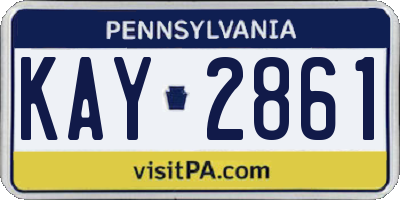 PA license plate KAY2861