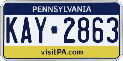 PA license plate KAY2863