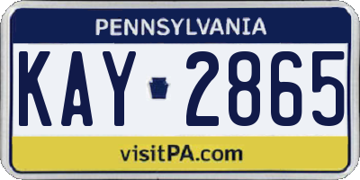 PA license plate KAY2865