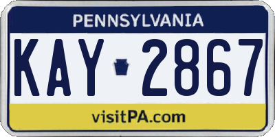 PA license plate KAY2867