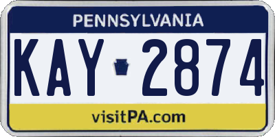 PA license plate KAY2874