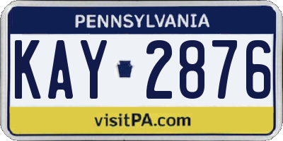 PA license plate KAY2876