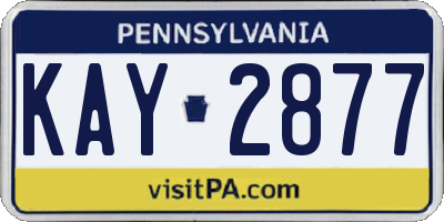 PA license plate KAY2877