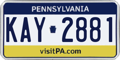 PA license plate KAY2881