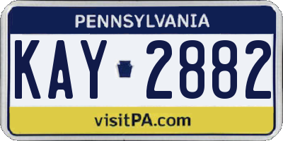 PA license plate KAY2882