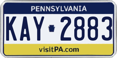 PA license plate KAY2883