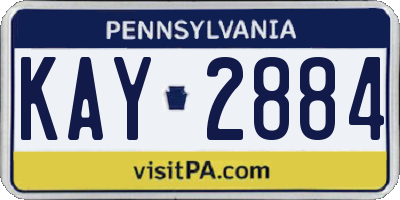 PA license plate KAY2884