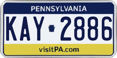 PA license plate KAY2886